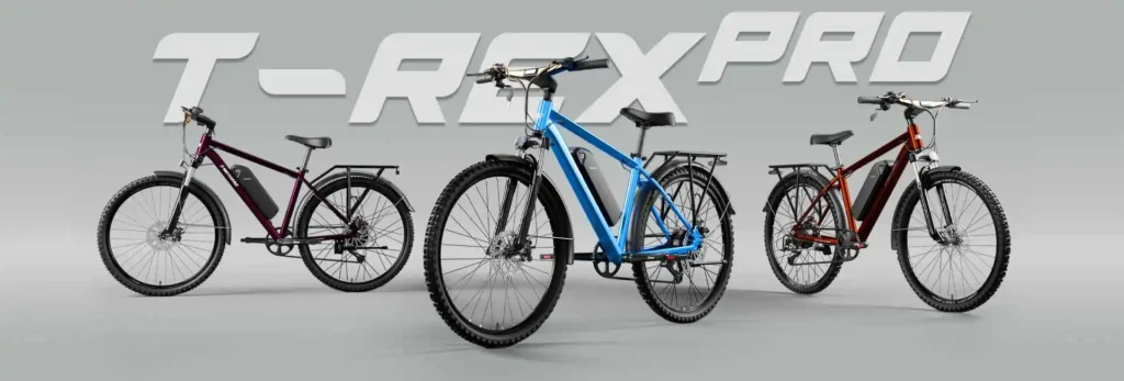 पार्कमध्ये Shimano Altus गिअरिंग आणि लॉकआउट सस्पेन्शन दाखवणारा T-Rex Pro चा क्लोज-अप